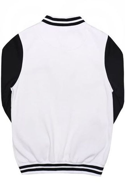 Куртка бомбер белый с черными рукавами