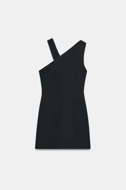 ZARA КОРОТКОЕ ПЛАТЬЕ АСИММЕТРИЧНОГО КРОЯ С ПРЯЖКОЙ, ЧЕРНЫЙ