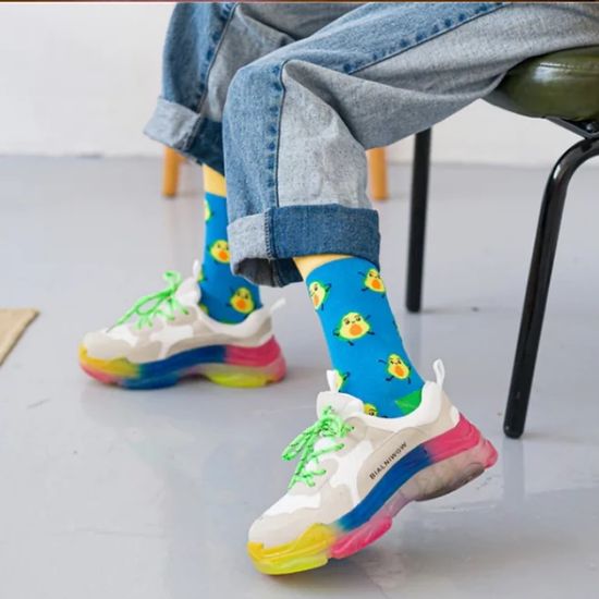 Носки "Круче авокадо только авокадо" р-р 36-41 (голубой/салатовый)