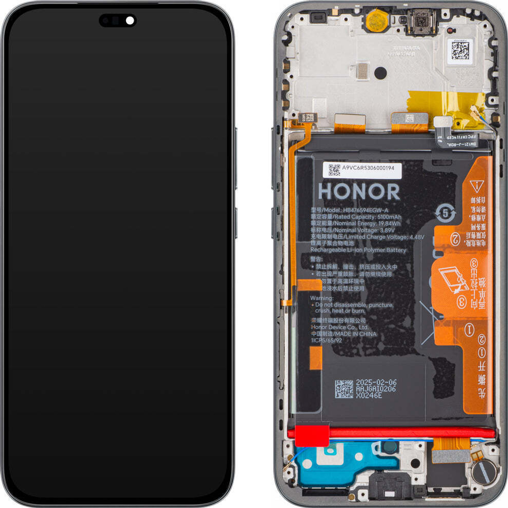 Honor 400 Lite (ABR-NX1) / (ABR-N31C1) - Дисплейный модуль в сборе с Аккумулятором (в рамке) (ORIG-SP)