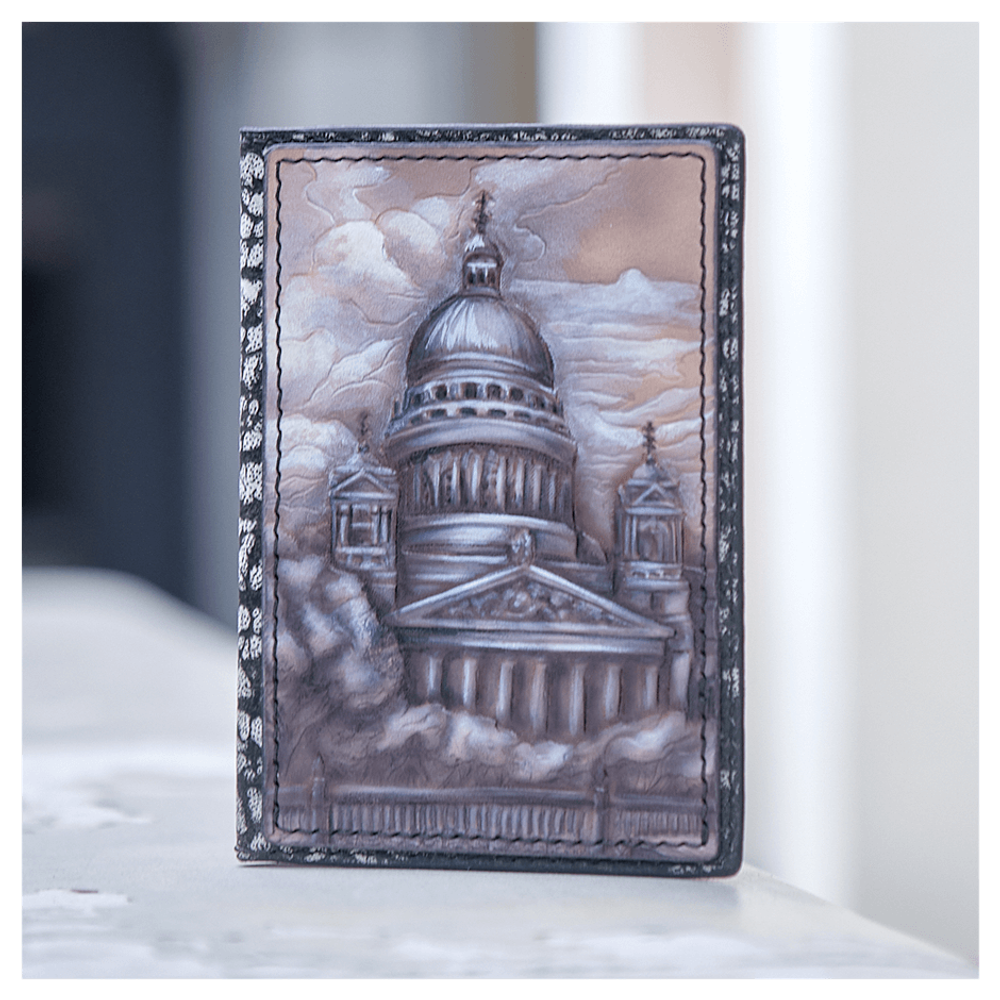 Чехол на паспорт «Городские мотивы» бордовый