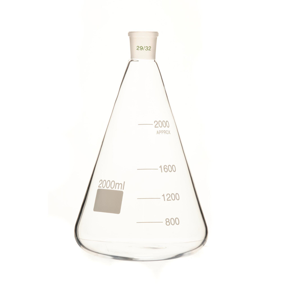 Колба коническая, 2000 мл, шлиф 29/32 (Эрленмейера)