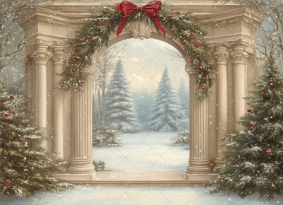 Арка зима винтаж №1 фон неопреновый