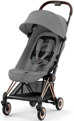 Коляска Cybex Coya Rosegold Frame Cloud G i-Size Fog Grey 2 в 1 Mirage Grey с дождевиком и бампером