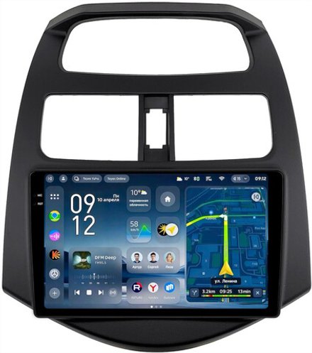 Магнитола для Chevrolet Spark M300 2009-2022, Ravon R2 (рамка матовая) - Teyes CC4-PRO монитор 9.5" 2K QLED на Android 13, Snapdragon 778G, AI, CarPlay, DSP, 4G SIM-слот