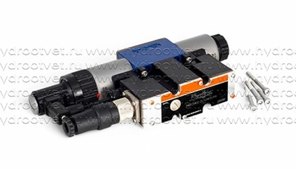 4WREE6W32-2X/G24K31/A1V - Пропорциональный распределитель с обратной связью по положению золотника со встроенным усилителем Ду6, A1 = ±10 В, номинальный расход 32 л/мин, схема W