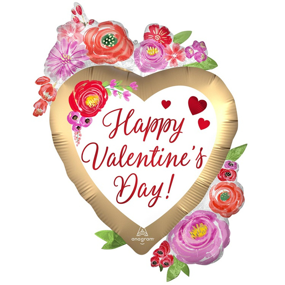 Сердце "В цветах Happy Valentines Day"