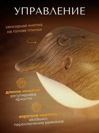 Настольный светильник декоративный, прикроватная лампа ночник детский Птица