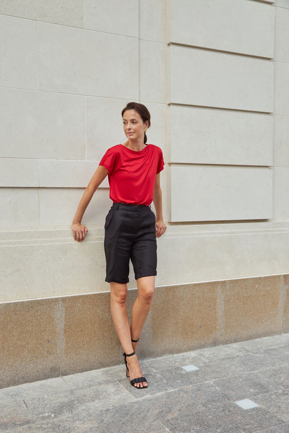 Топ лодочка рубиновая-красная