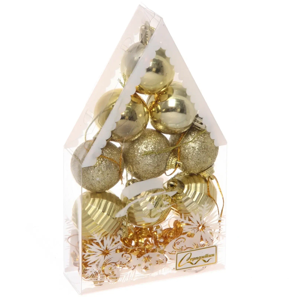 Набор украшений «Золотое очарование» 4 см (набор 12 шт), Золото