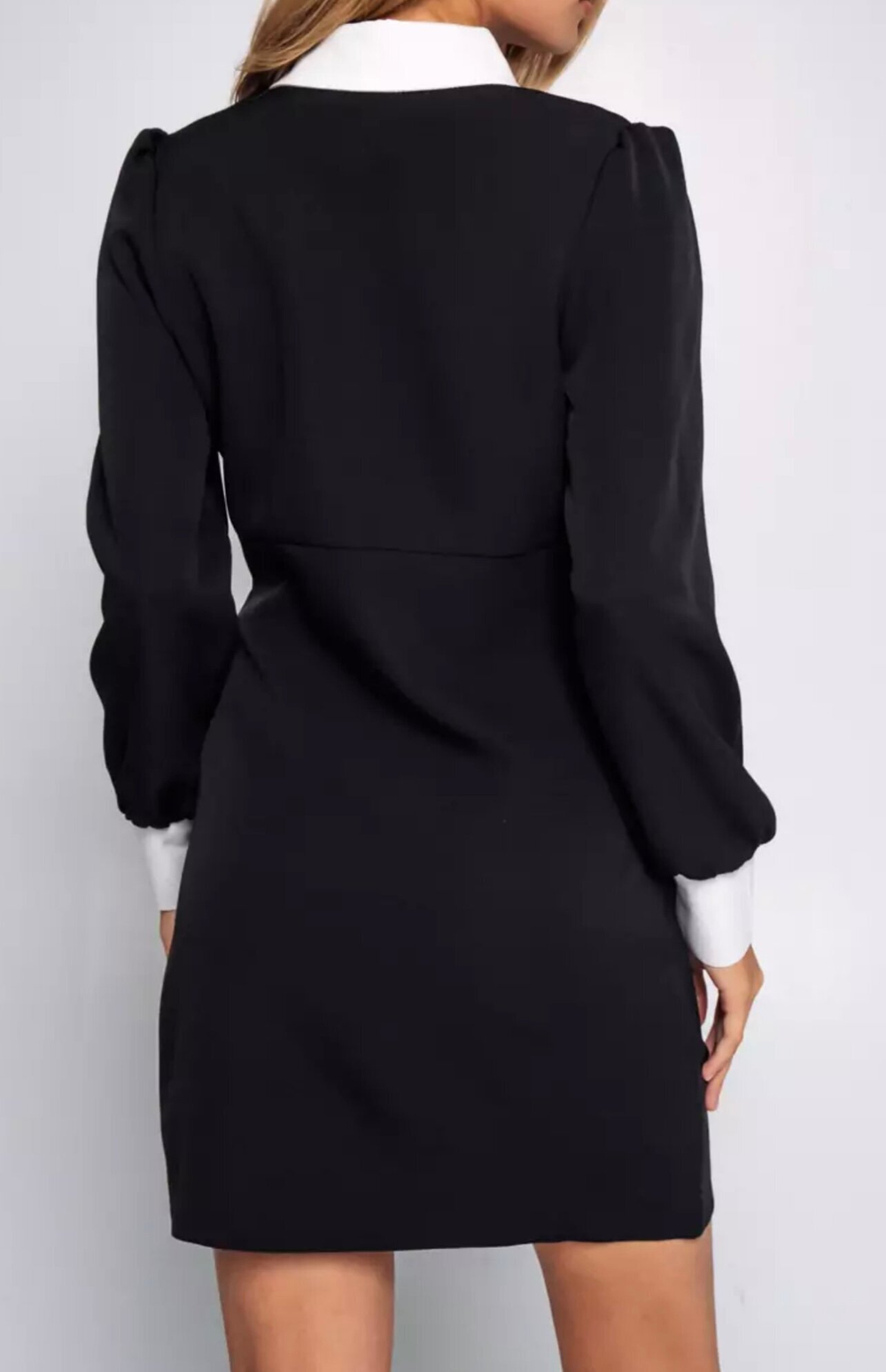 Платье черное мини школьное с длинным рукавом, демисезон, 80% полиэстер / 20% хлопок