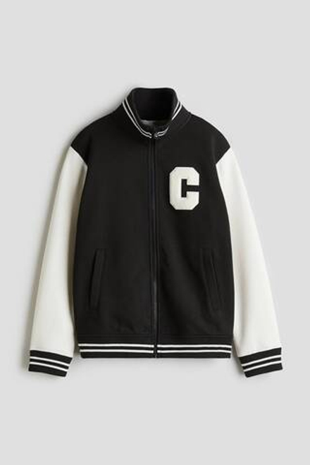 H&M Толстовка свободного кроя на молнии, черный/белый