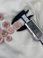 Пуговицы текстильные розовые с золотом