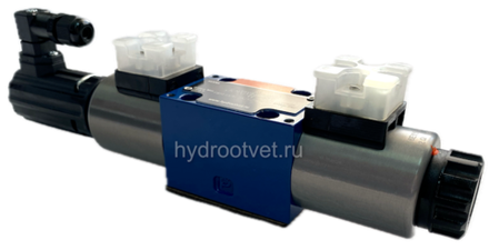 4WRE6V16-2X/G24K4/V - Пропорциональный распределитель с обратной связью по положению золотника без встроенной электроники Ду6, номинальный расход 16 л/мин, схема V