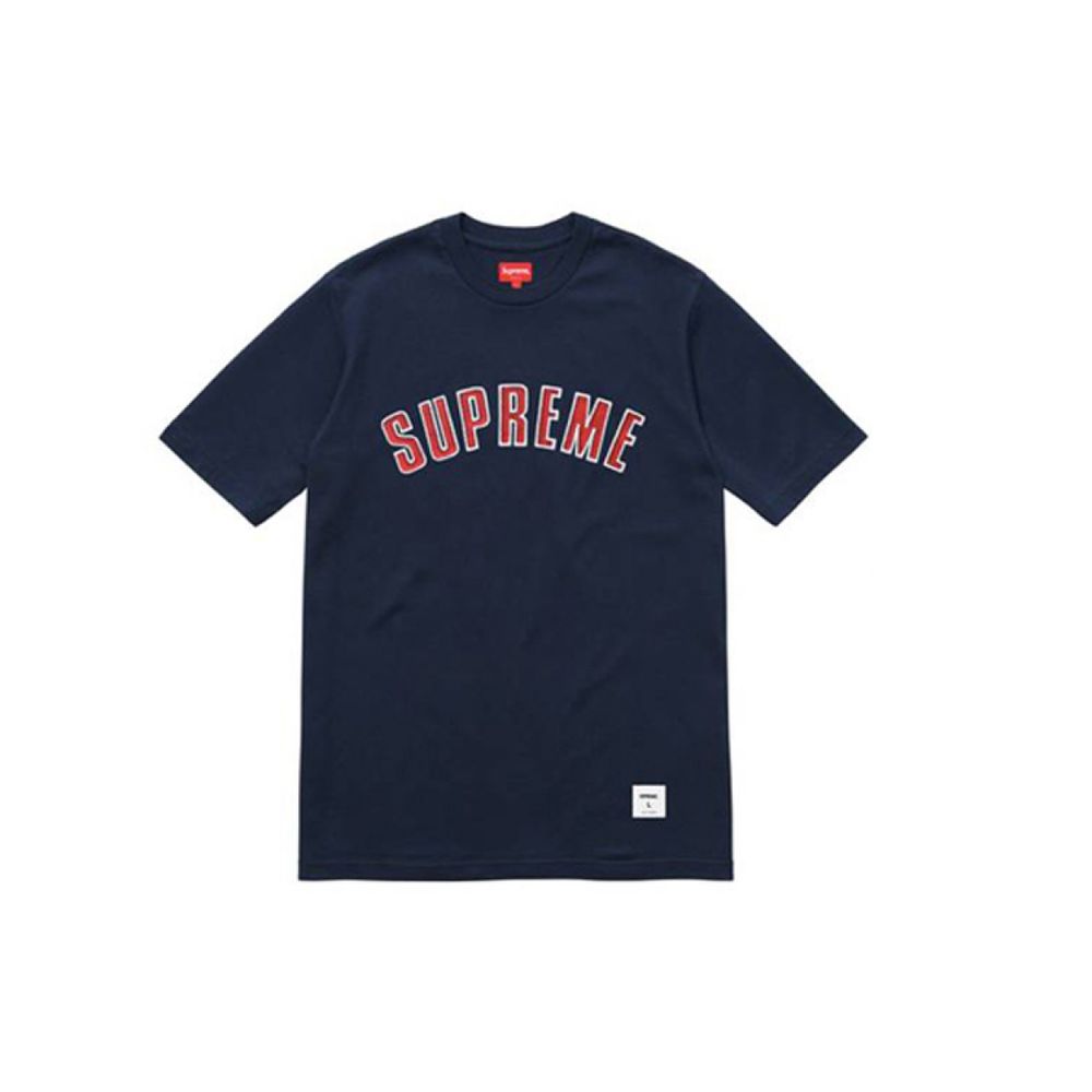 Supreme FW18 Printed Arc S/S Top Navy Logo T