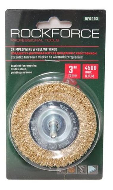 Кордщетка дисковая латунная для дрели 100мм, в блистере RockForce##Rock FORCE RF-BFR004