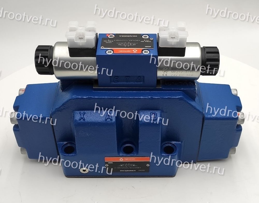 H-4WEH25G6X/6EG24N9K4 - Гидрораспределитель с электроуправлением Ду25 схема G (64), напряжение G24, каналы управления X и Y - внешние