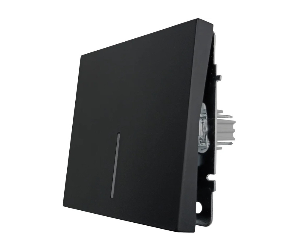 Выключатель LEZARD ZIMA с подсветкой черный бархат безвинтовой зажим/клемма