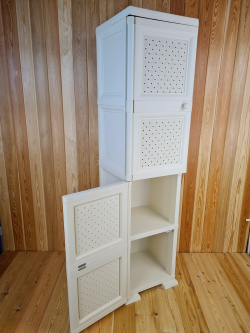 Шкаф высокий, с усиленными рёбрами жёсткости "УЮТ", 40,5х42х161,5 h, 2 плетёных дверцы. Цвет: Бежевый (Слоновая кость). Арт: Э-041-Б