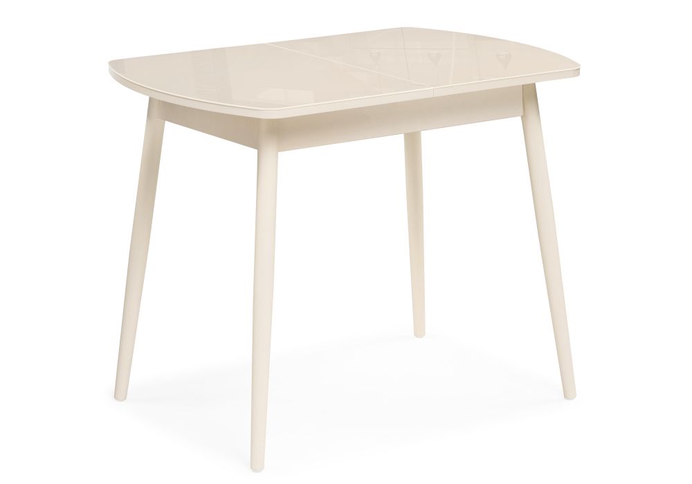 Стеклянный стол Калверт 94(126)х64х75 кремовый