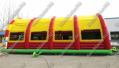 Надувной батут "Страна Сафария-2" с крышей и высокими горками 13*7*6 м