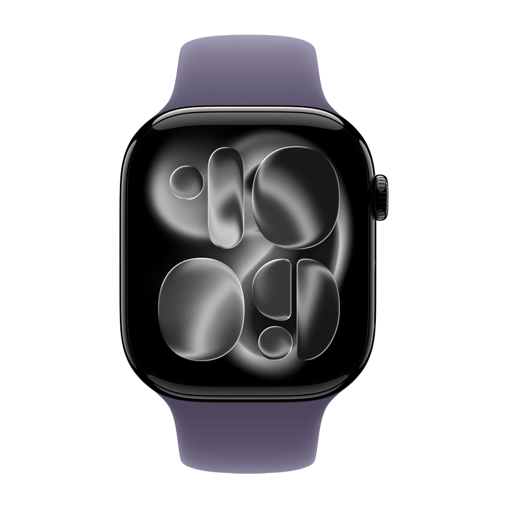 Умные часы Apple Watch Series 11 GPS, 46mm, Jet Black Aluminium Case with Purple Fog Sport Band, S/M