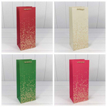 Пакет подарочный Под бутылку 14х35х11см "Золотые вкрапления" (Микс)