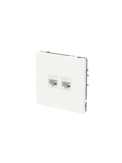 Розетка компьютерная 2-м KANT RJ45 кат.6A без шторки бел. магнолия DKC 7000674