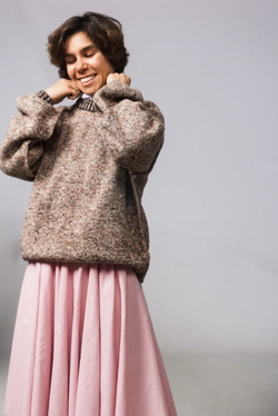 Джемпер из хлопкового мулине коричневого цвета