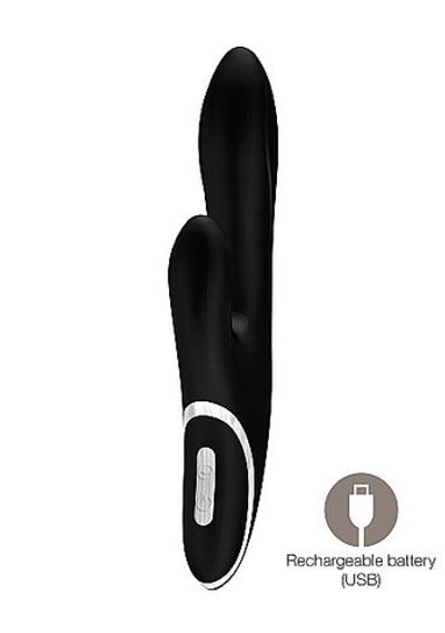 Черный вибромассажер со стимуляцией клитора Maple - 23 см. (Цвет: черный)