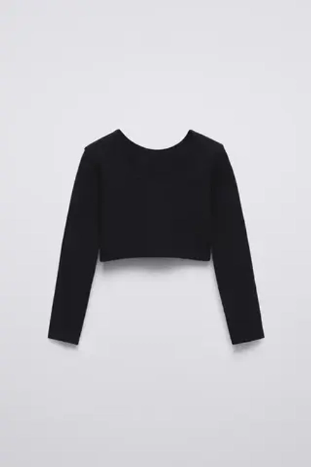 ZARA КОМПЛЕКТ ИЗ БЕСШОВНОГО ТОПА И ЛЕГИНСОВ, ЧЕРНЫЙ