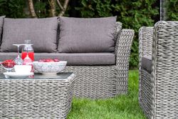 "Капучино" лаунж-зона из искусственного ротанга (гиацинт), цвет серый