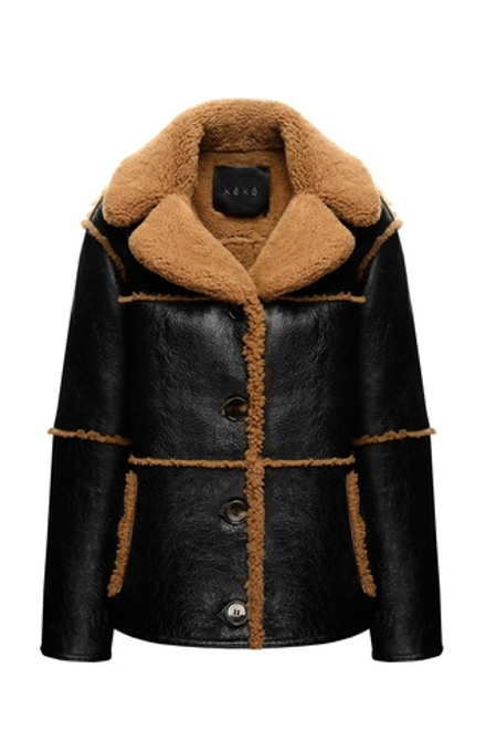 Чёрно-коричневая двусторонняя шуба-дублёнка