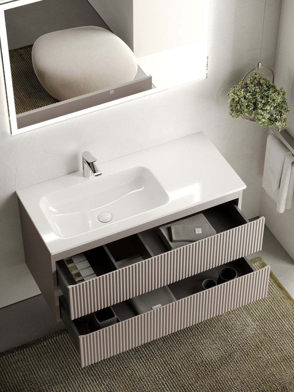 Тумба с раковиной Sancos Snob R 100 см SNR100LSM левая, doha soft
