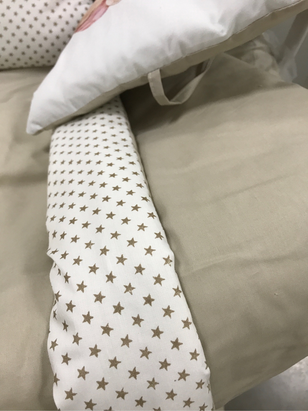 Комплект в кроватку 18 предметов "Совы бежевый", сатин