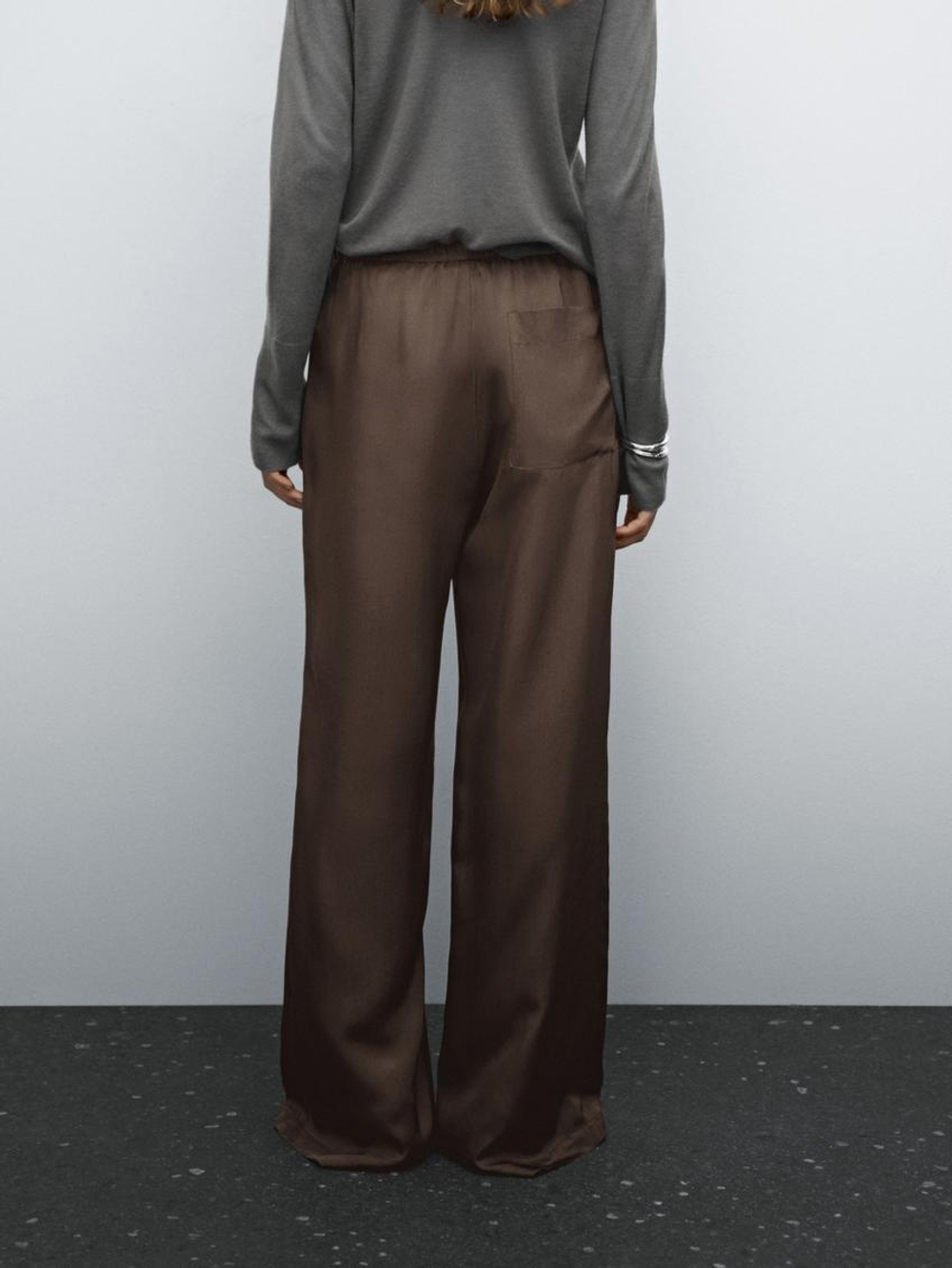 Massimo Dutti Широкие атласные брюки, норка