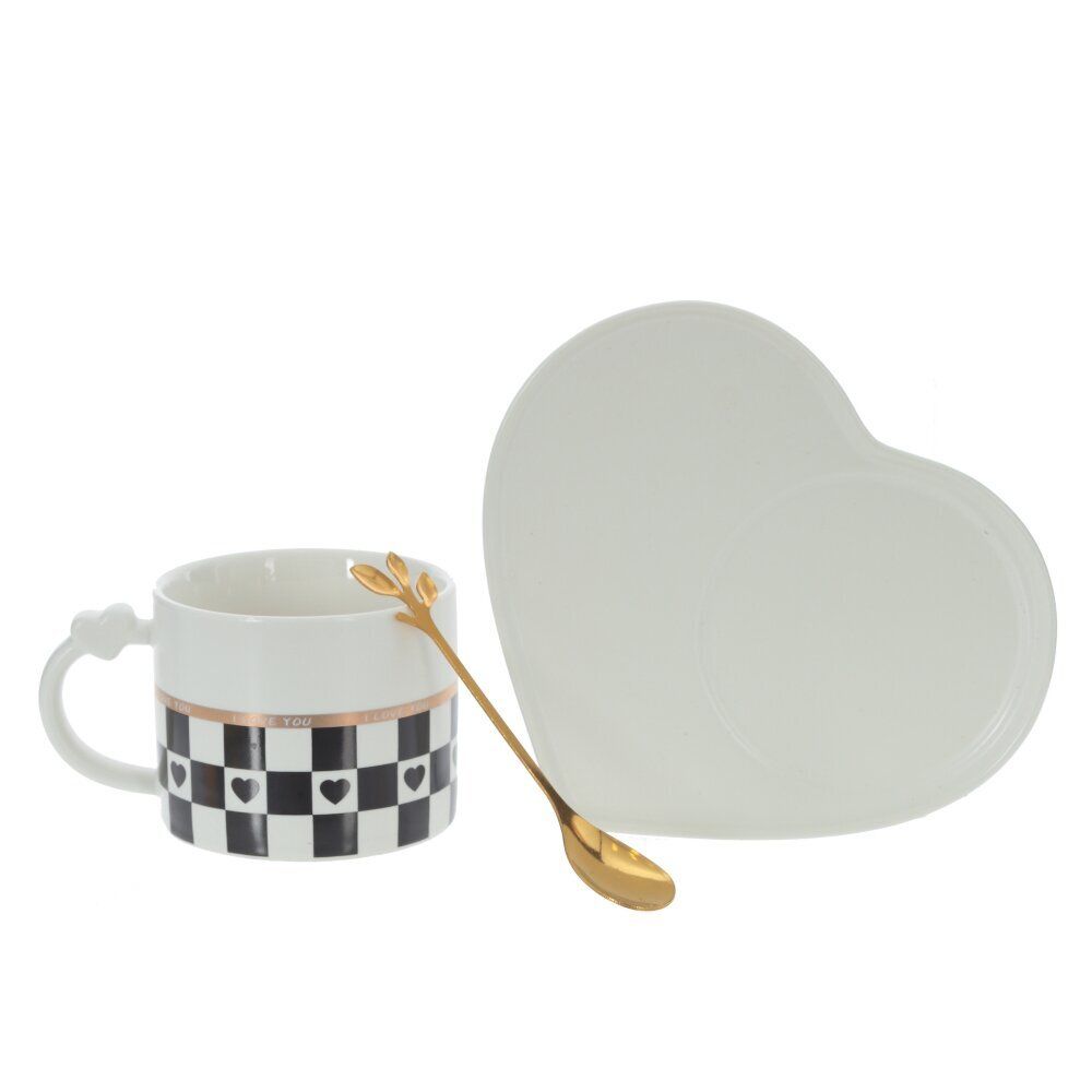 GAEM Кружка с блюдцем и ложкой, 220 мл, L16 W14 H7,5 см, 4в.