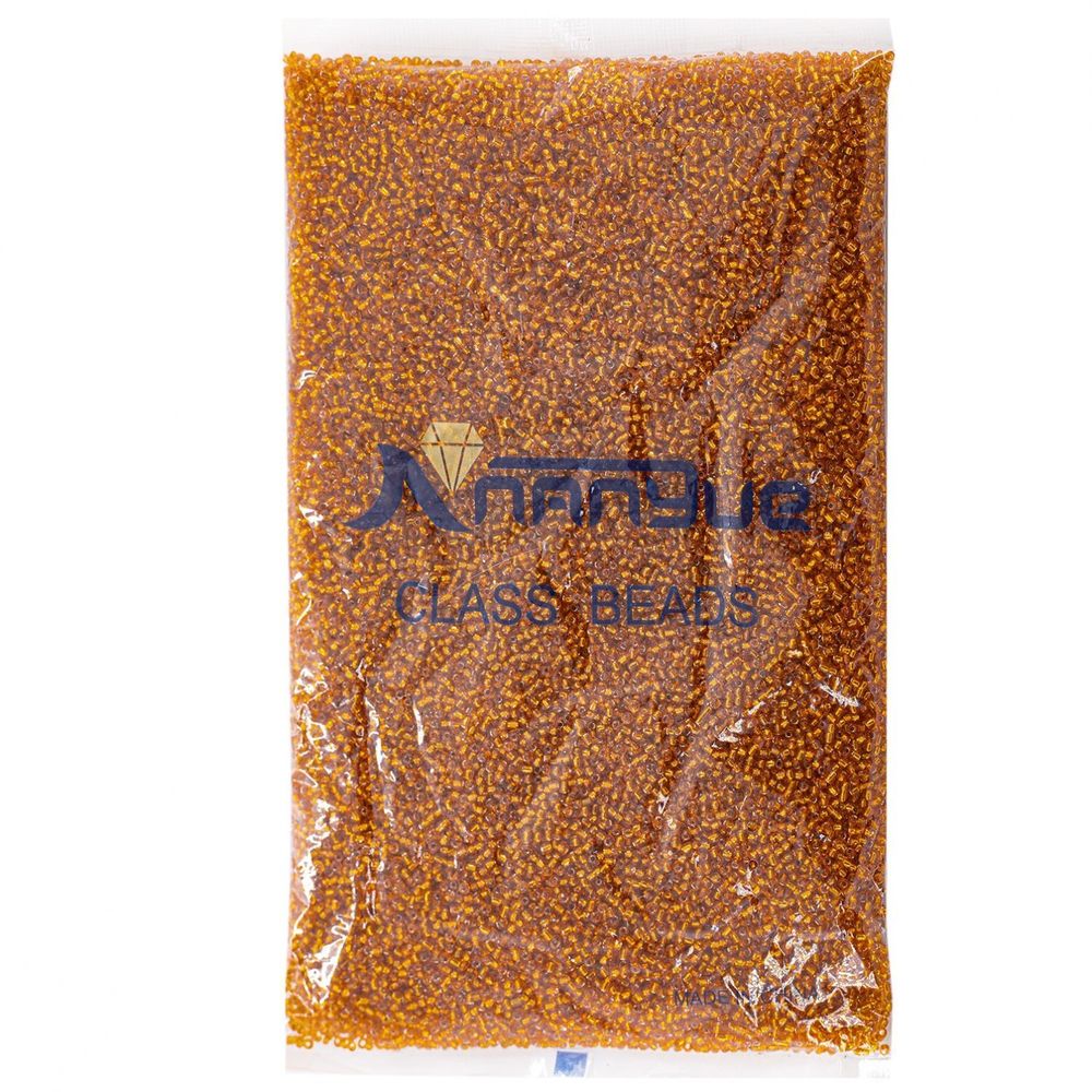 Бисер Alingar размер №12 вес 450 гр., оранжевый прозрачный, внутреннее серебрение, пакет
