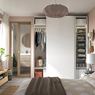 Шкаф-купе PAX HASVIK IKEA (белый) (с полками)  220*60*220