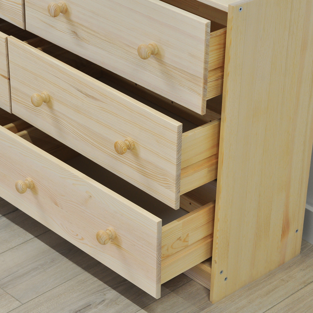 Dipriz Широкий деревянный комод Раст 6 ящиков, из сосны