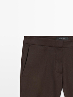 Massimo Dutti Льняные брюки-клеш, шоколадный