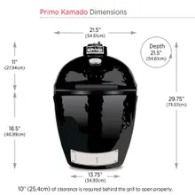 Керамический угольный гриль Primo Round, 47 см, на столе из лиственницы