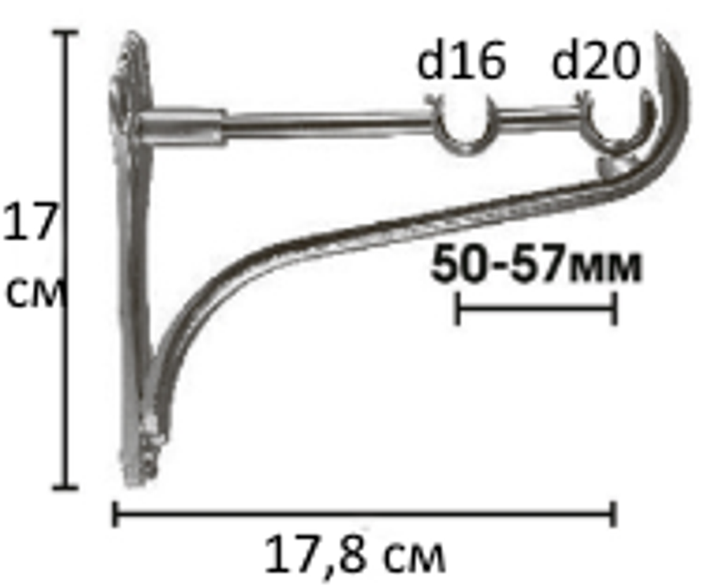 Карниз кованый консольный Шар ажурный d20/16 двухрядный, цвет черный