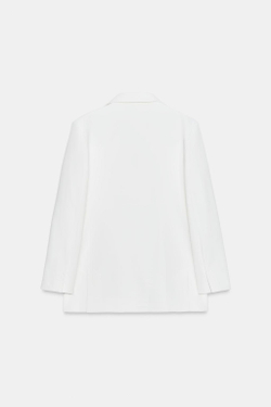 ZARA ДВУБОРТНЫЙ БЛЕЙЗЕР ОВЕРСАЙЗ, ЖЕЛТОВАТО-БЕЛЫЙ