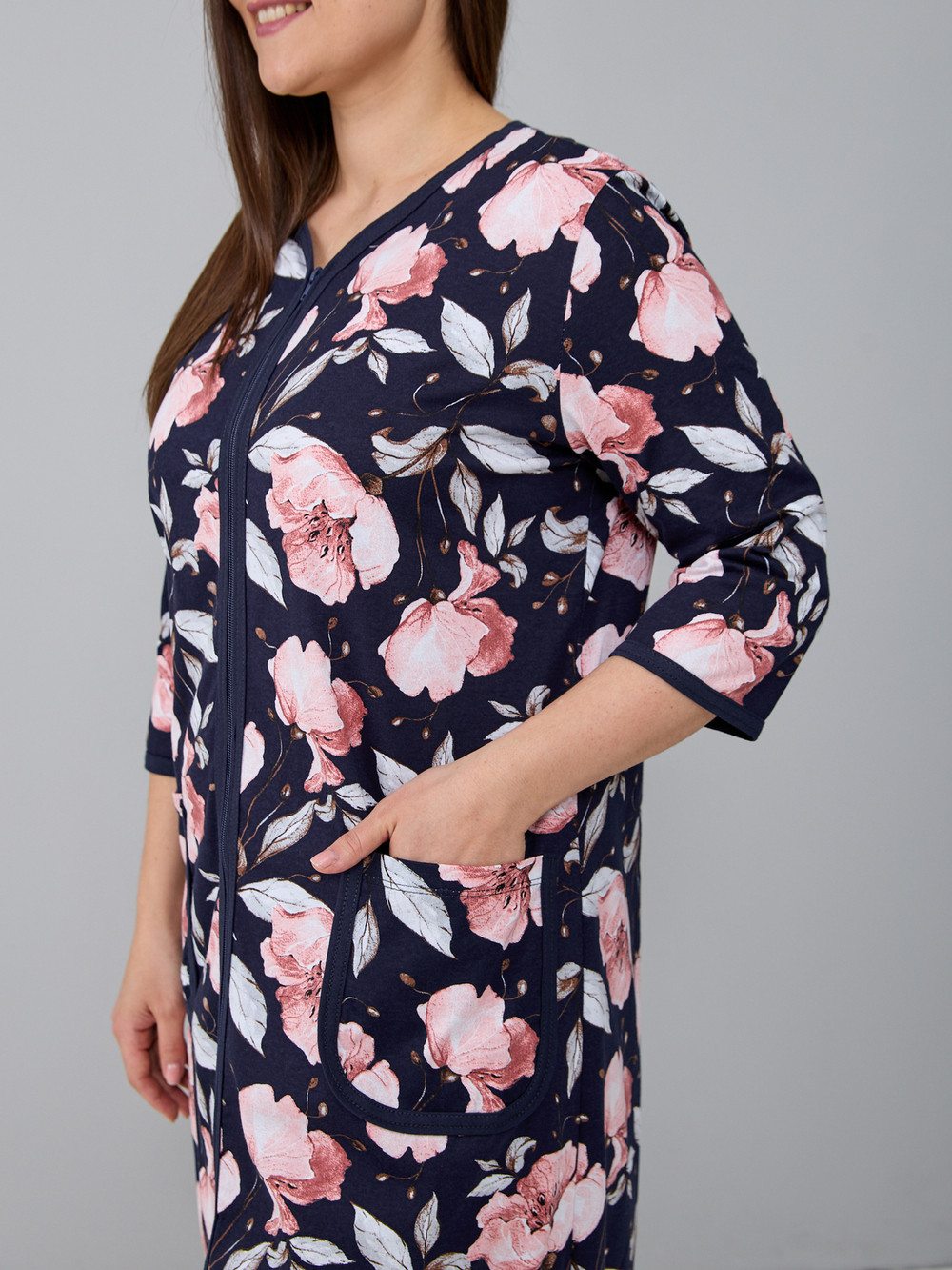 Халат Х-262/синий-кораллорхидея