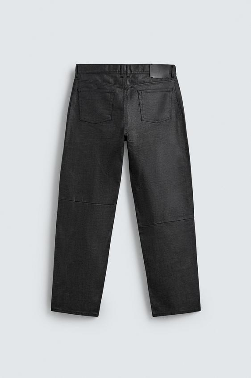 ZARA ДЖИНСЫ ПРЯМОГО КРОЯ С ВОЩЕНЫМ ПОКРЫТИЕМ, СИНИЙ