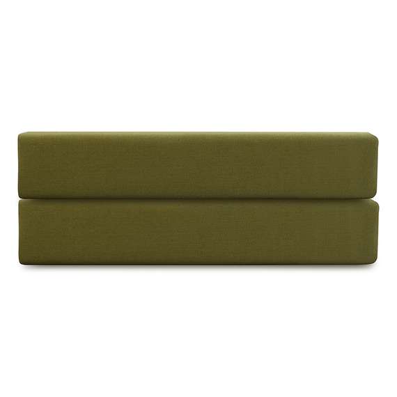 Простыня на резинке из премиального сатина оливкового цвета из коллекции essential,  180х200х30 см