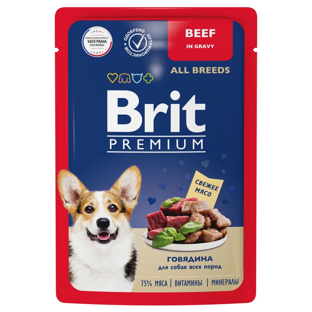 Brit Premium Пауч для взрослых собак всех пород говядина в соусе 85 г