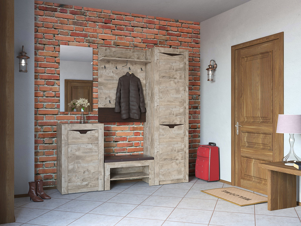 Тумба с зеркалом Хилтон дуб юкон/гранж