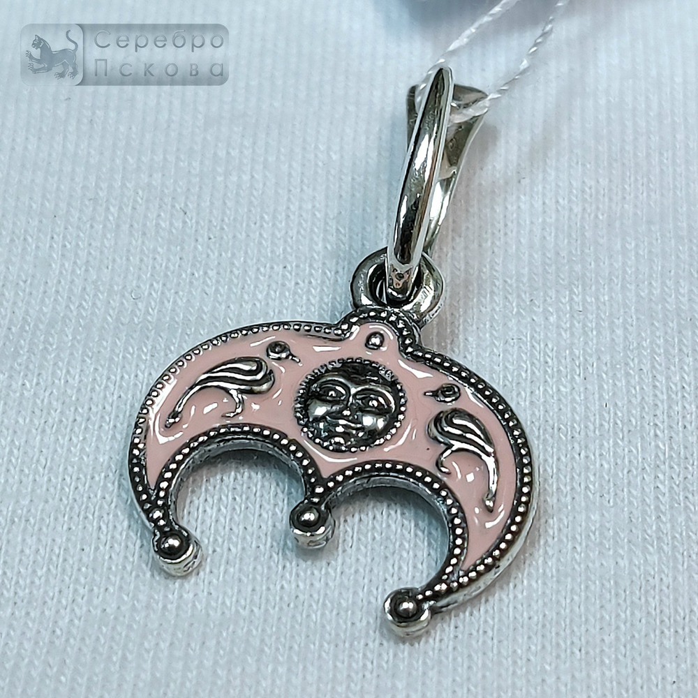 Серьги "Лунница с птичками" горячая эмаль